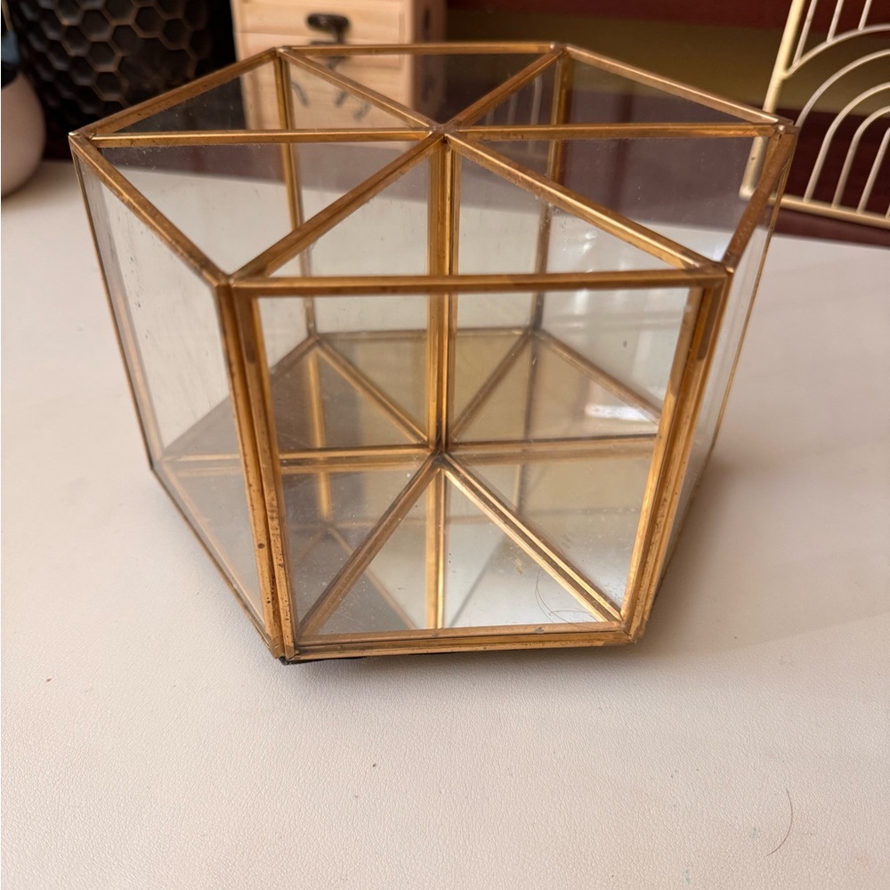 Gold desk organizer turntable